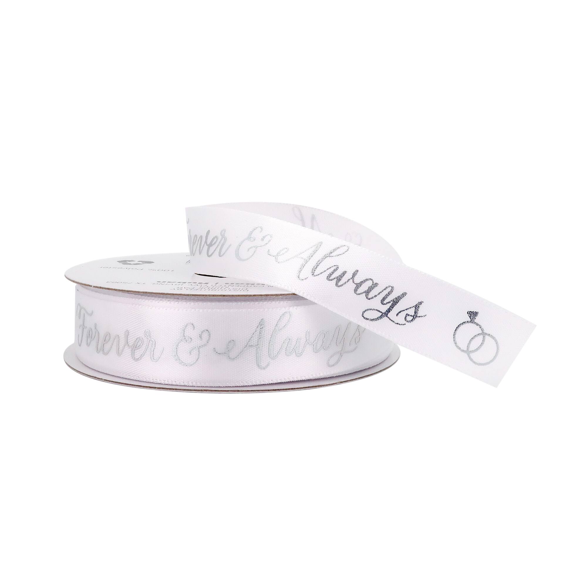 5/8'' x 7yd. Satin Foil Forever Ribbon by Celebrate It®